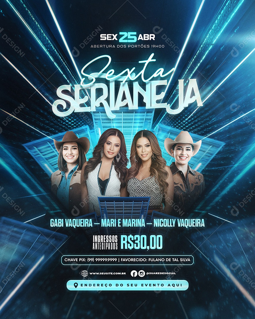 Flyer Sexta Serianeja Social Media PSD Editável