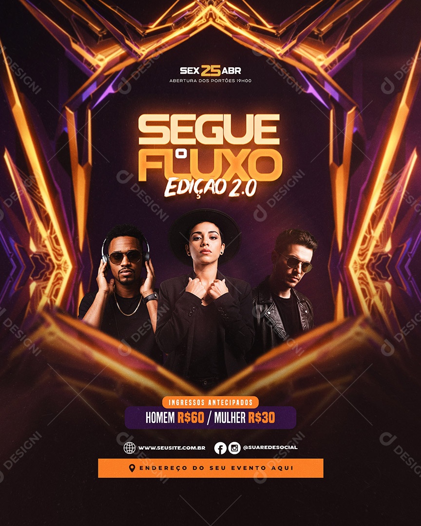 Flyer Segue O Fluxo Social Media PSD Editável