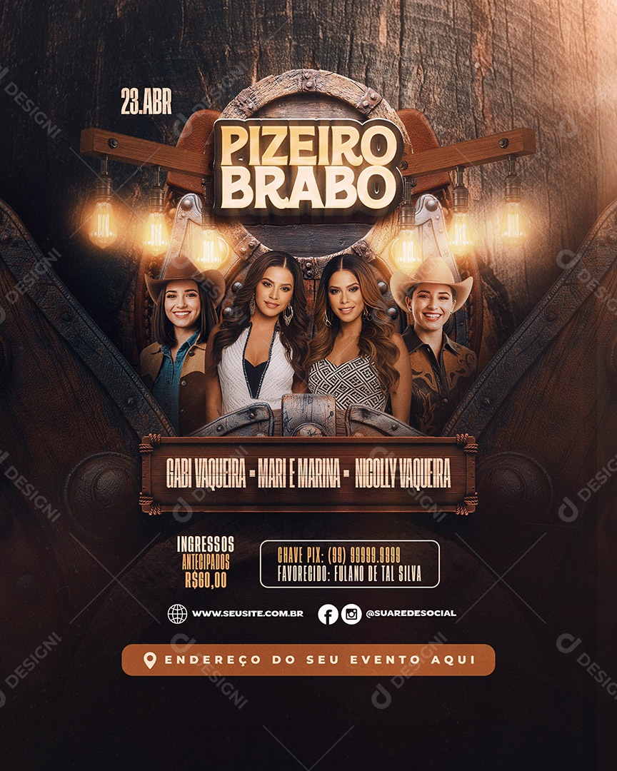 Flyer Pizeiro Brabo Social Media PSD Editável