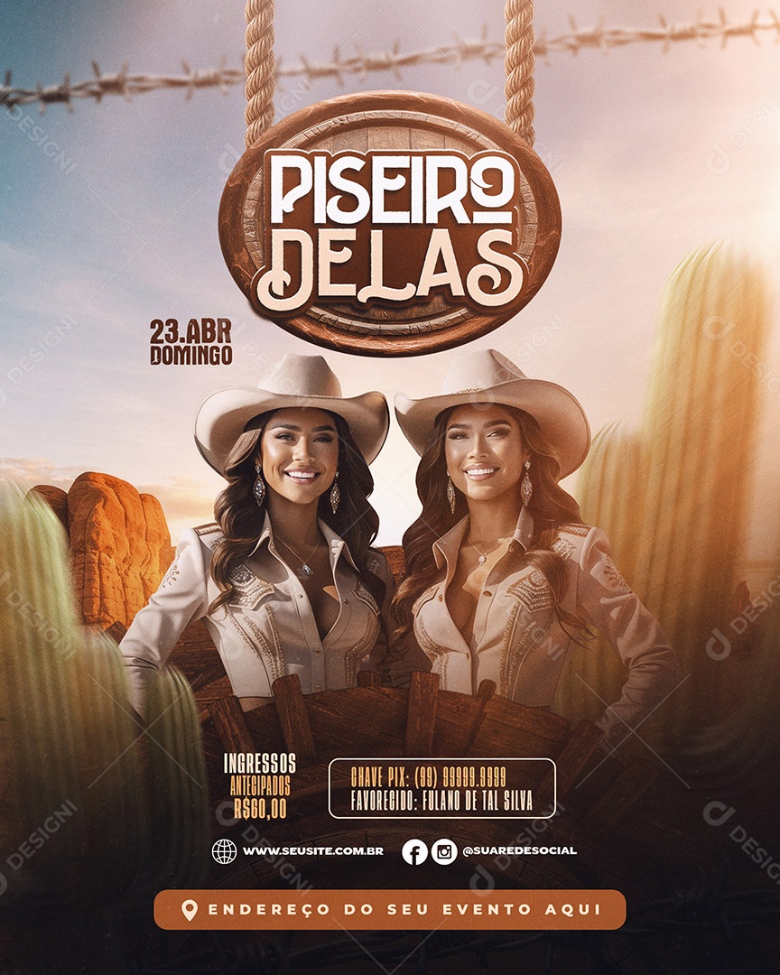 Flyer Piseiro Delas Social Media PSD Editável