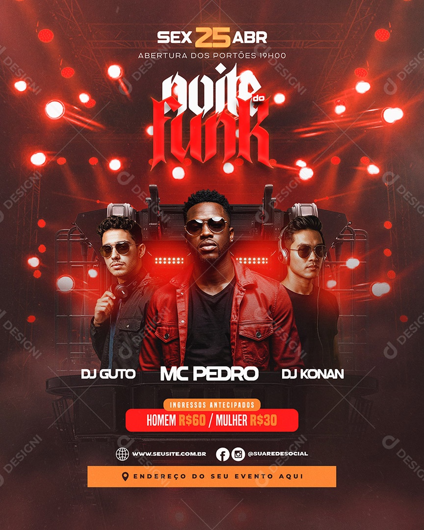 Flyer Noite Funk Social Media PSD Editável
