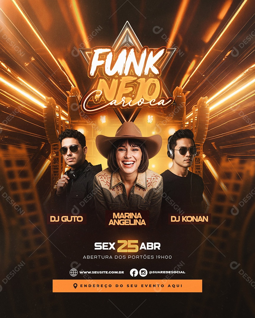 Flyer Funk Ne10 Carioca Social Media PSD Editável
