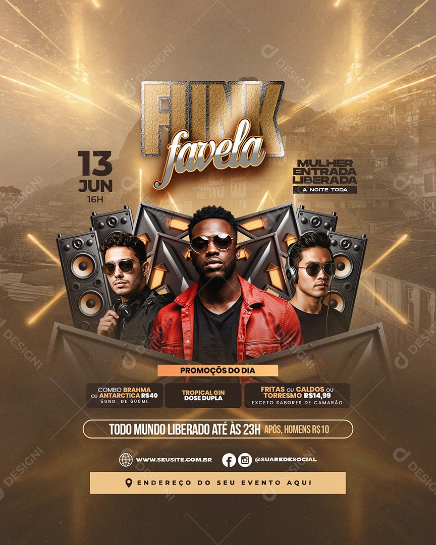 Flyer Funk Favela Social Media PSD Editável