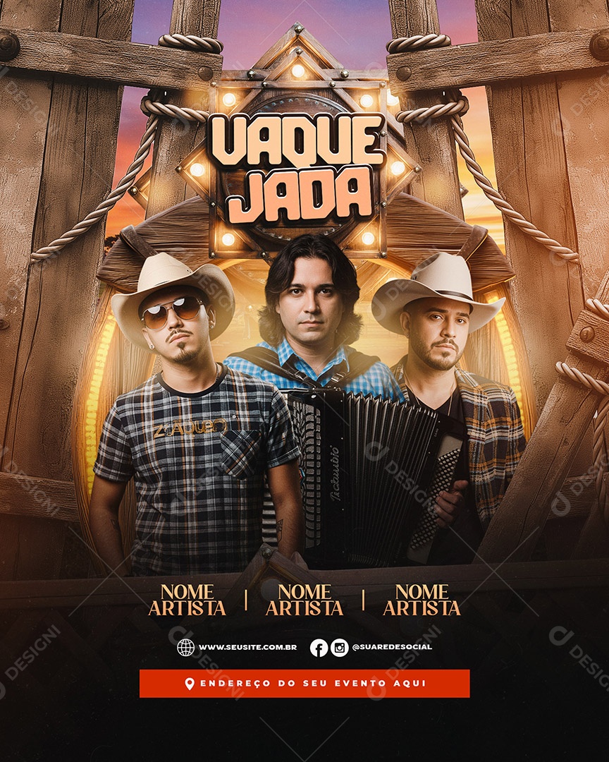 Flyer Show Vaqueijada Social Media PSD Editável