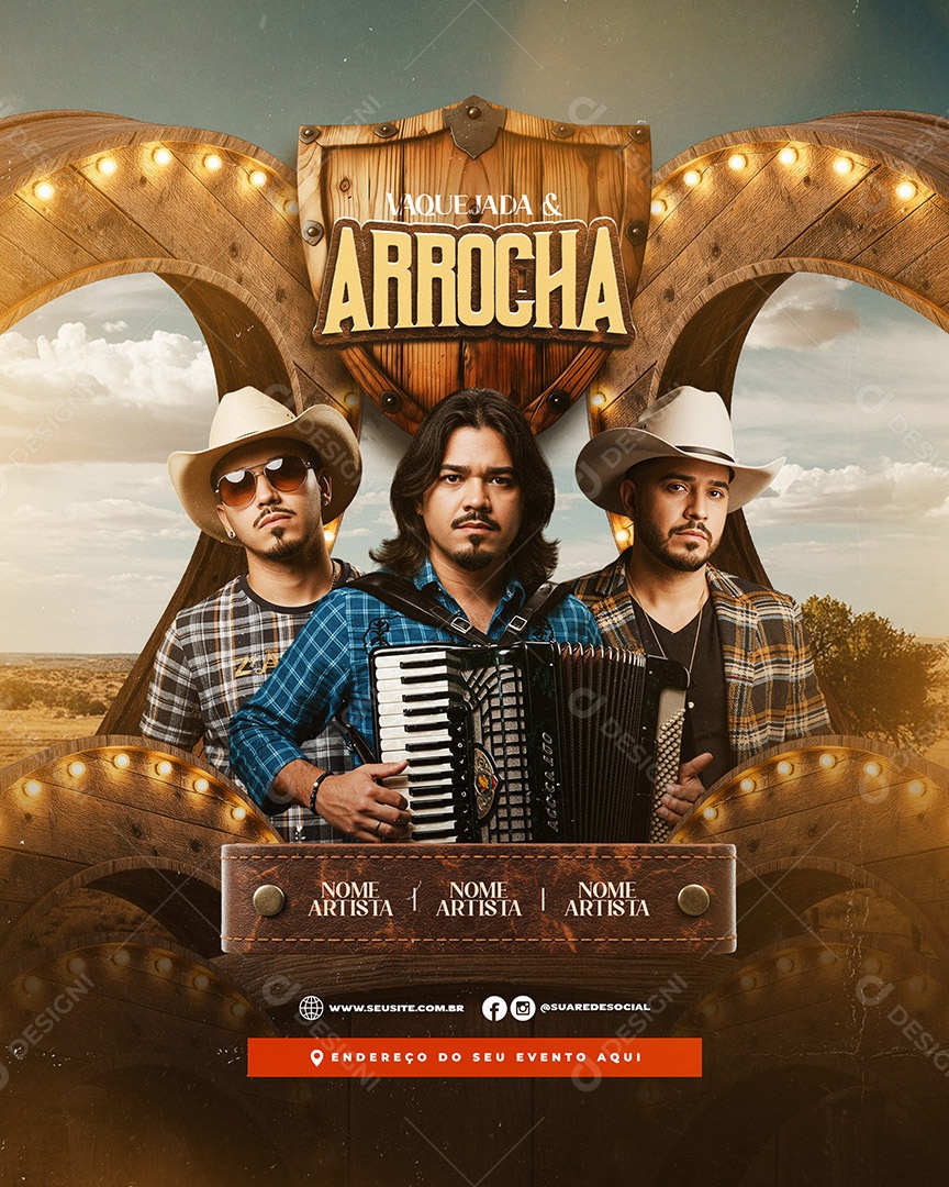 Flyer Vaqueijada e Arrocha Social Media PSD Editável