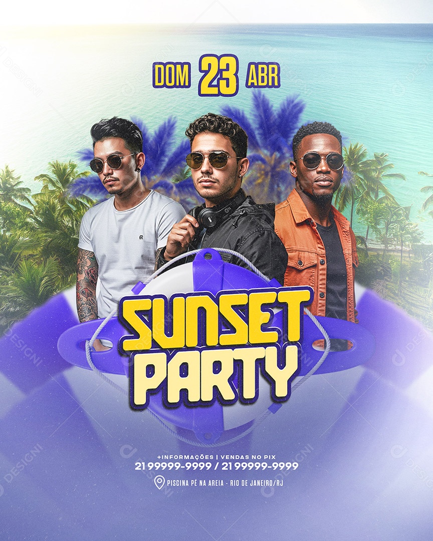 Flyer Sunset Party Social Media PSD Editável