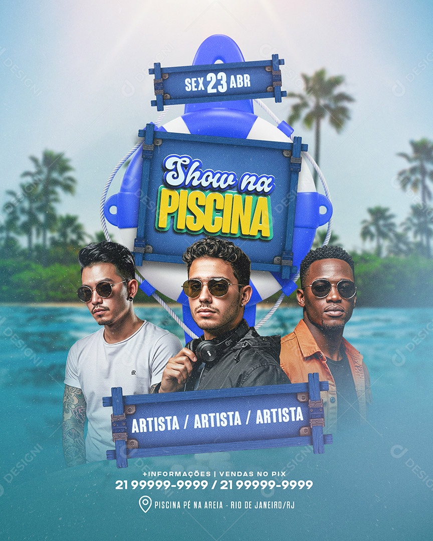 Flyer Show Na Piscina Social Media PSD Editável