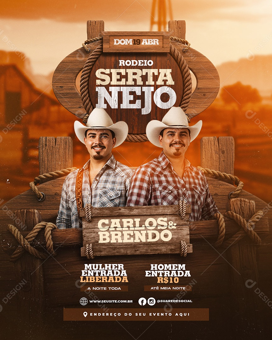 Flyer Rodeio Sertanejo Social Media PSD Editável