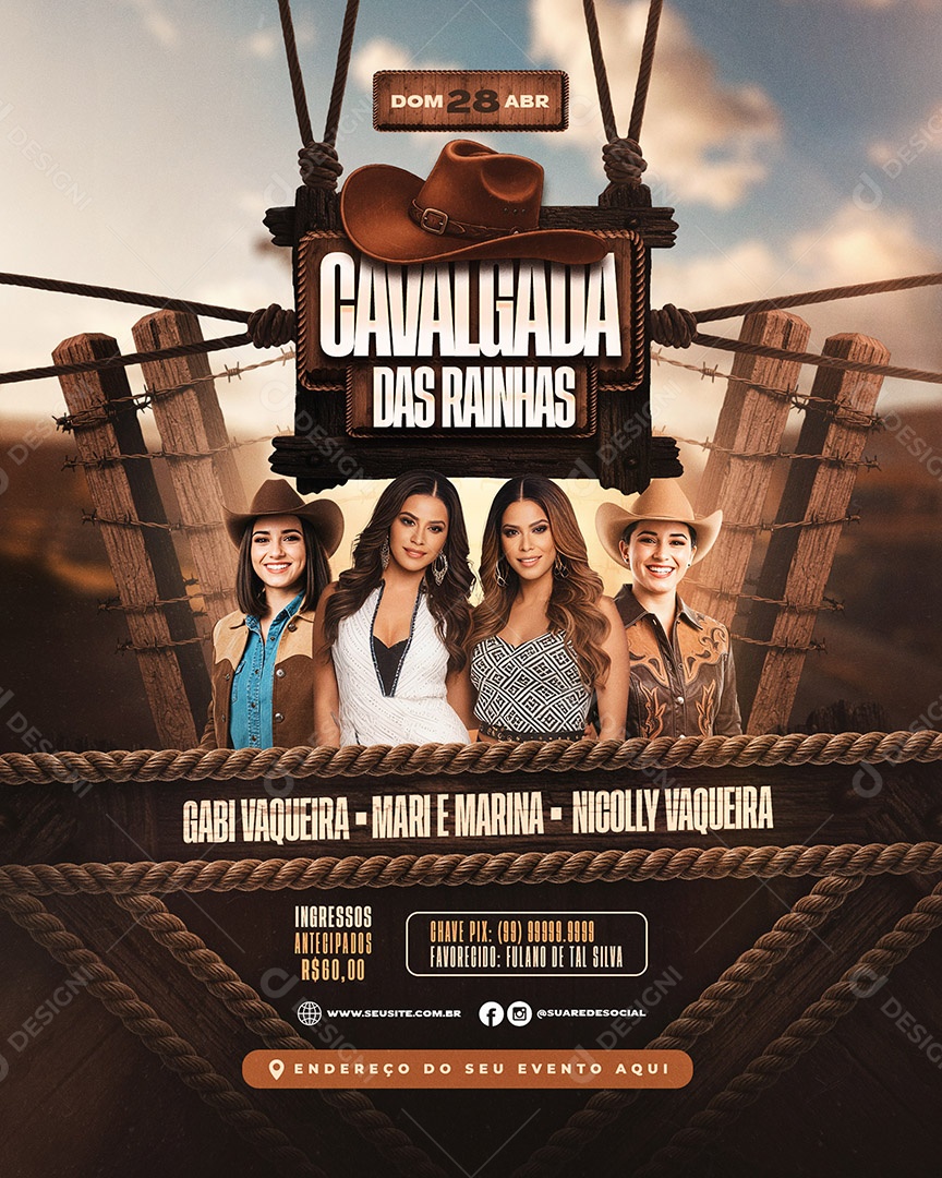 Flyer Cavalgada Das Rainhas Social Media PSD Editável