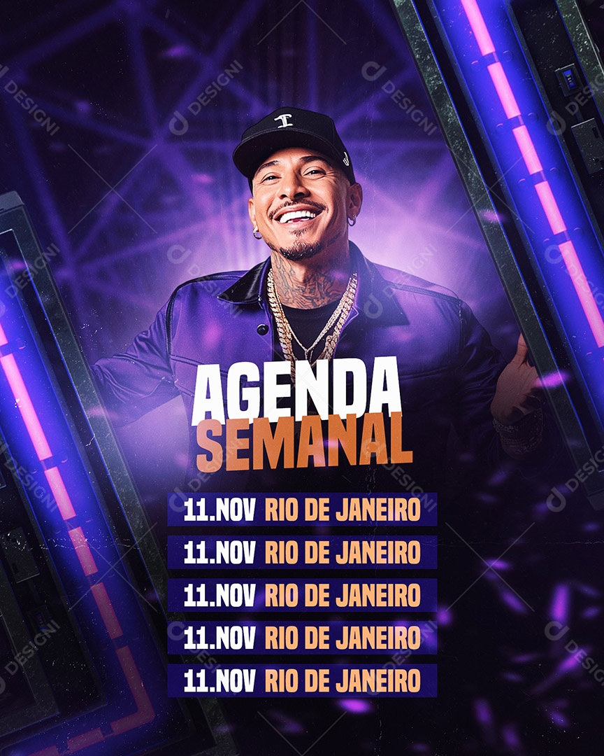 Flyer Agenda Semanal Social Media PSD Editável