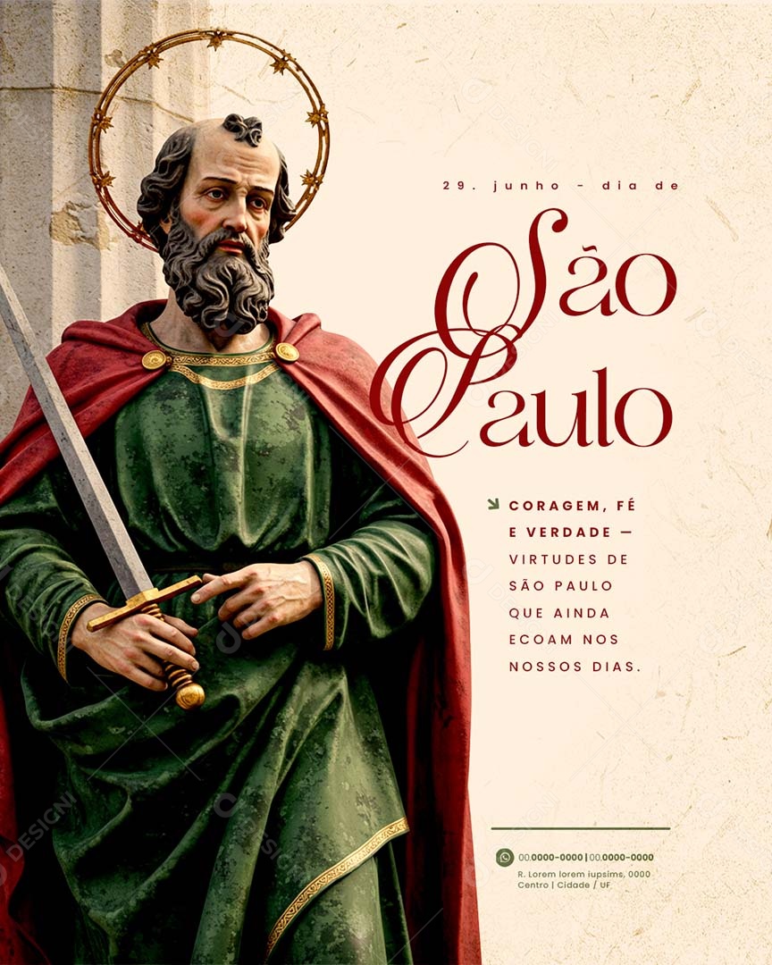 Dia de São Paulo 29 De Junho Social Media PSD Editável