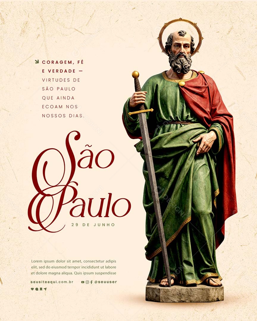 Dia de São Paulo 29 De Junho Social Media PSD Editável