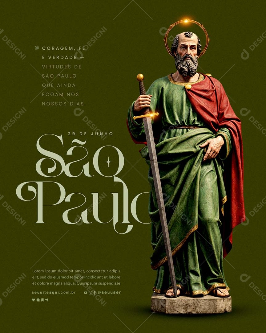 Dia de São Paulo 29 De Junho Social Media PSD Editável