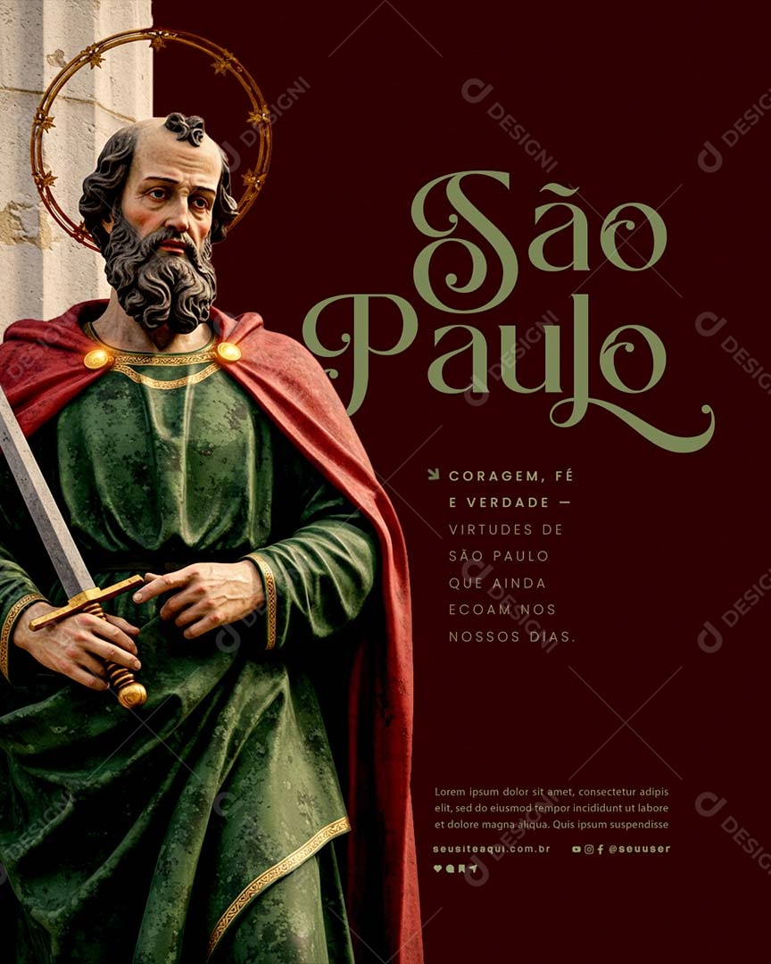 Dia de São Paulo 29 De Junho Social Media PSD Editável