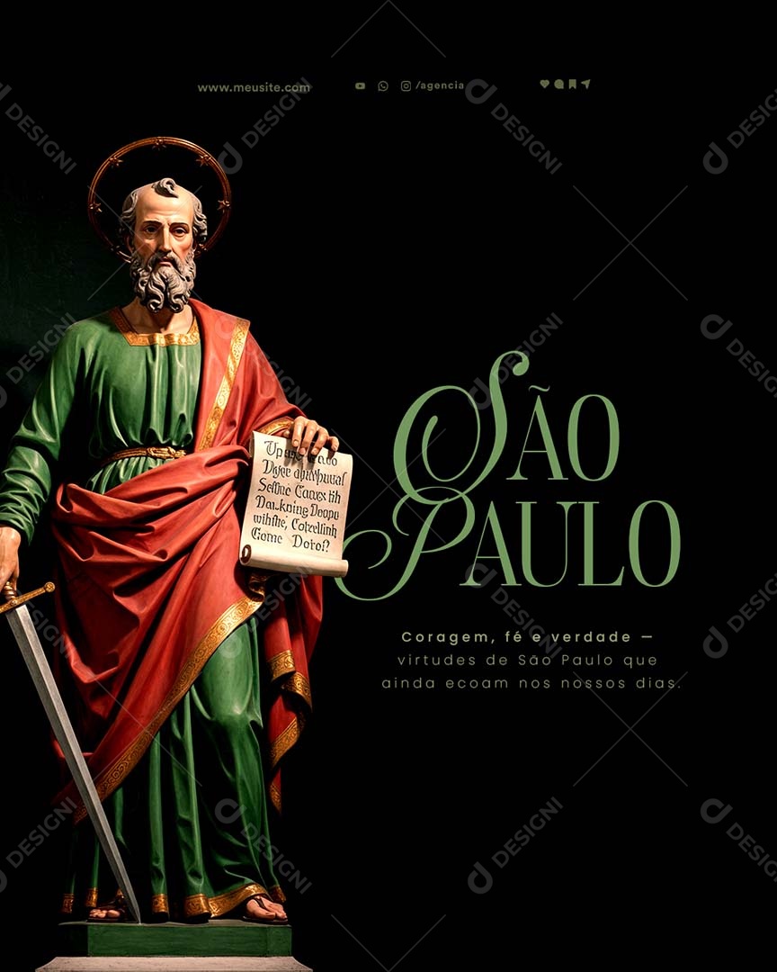 Dia de São Paulo 29 De Junho Social Media PSD Editável