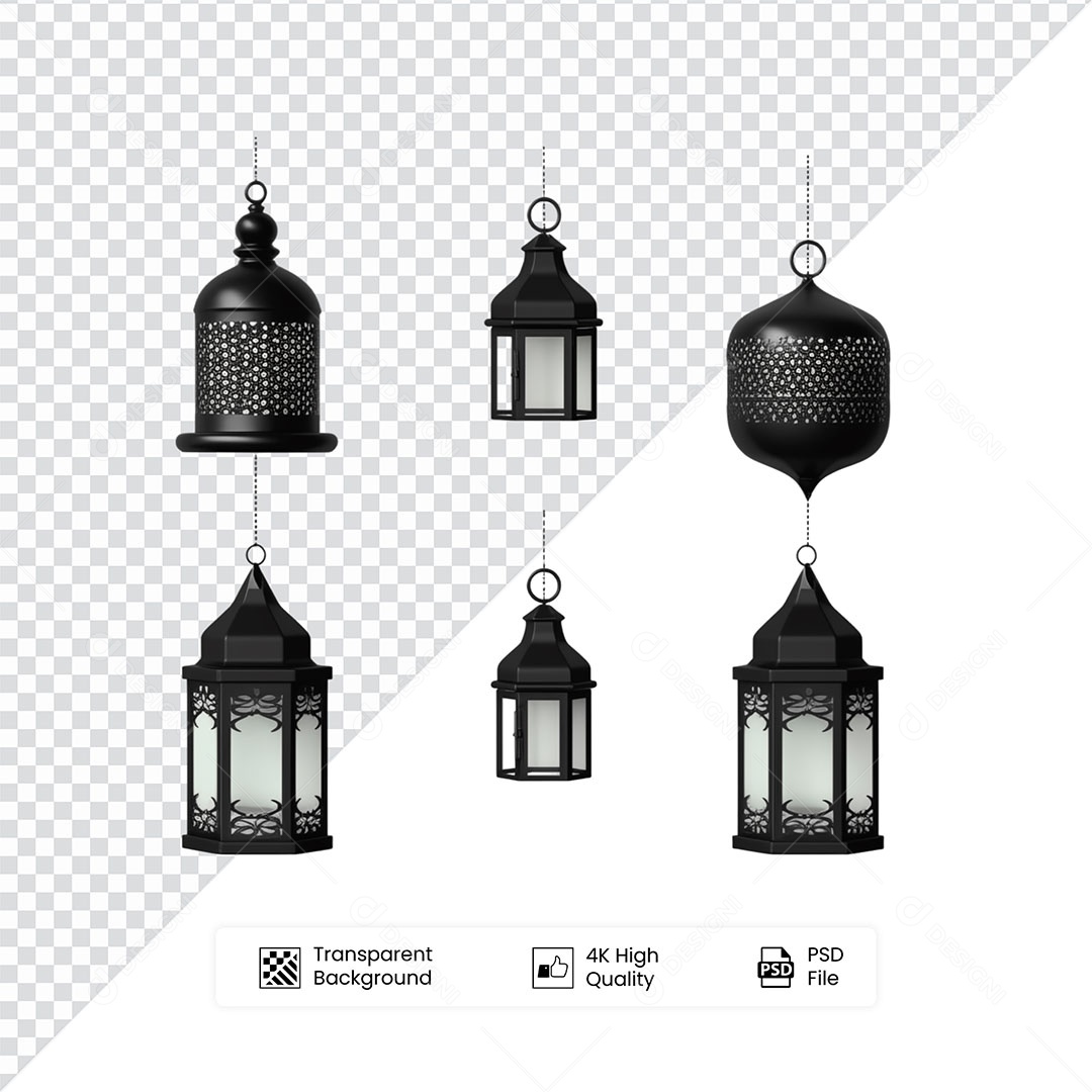Elemento 3D Lanterna de Ramadan Para Composição PSD