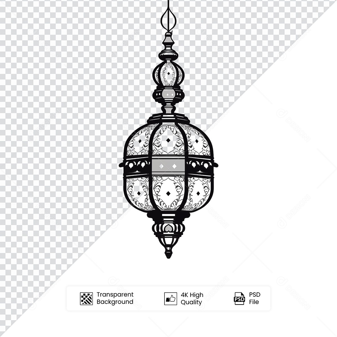 Elemento 3D Lanterna de Ramadan Para Composição PSD