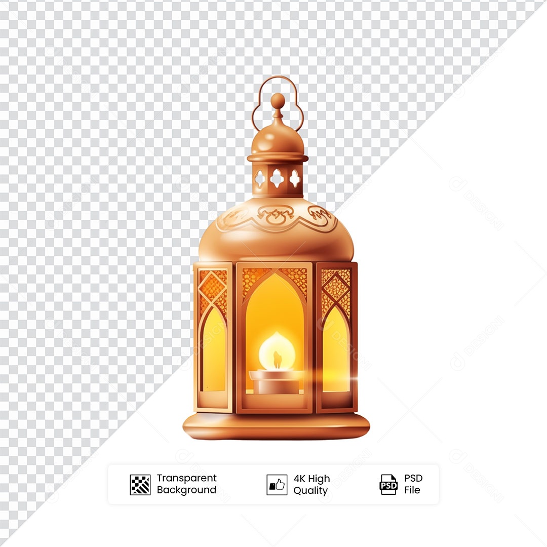 Elemento 3D Lanterna de Ramadan Para Composição PSD