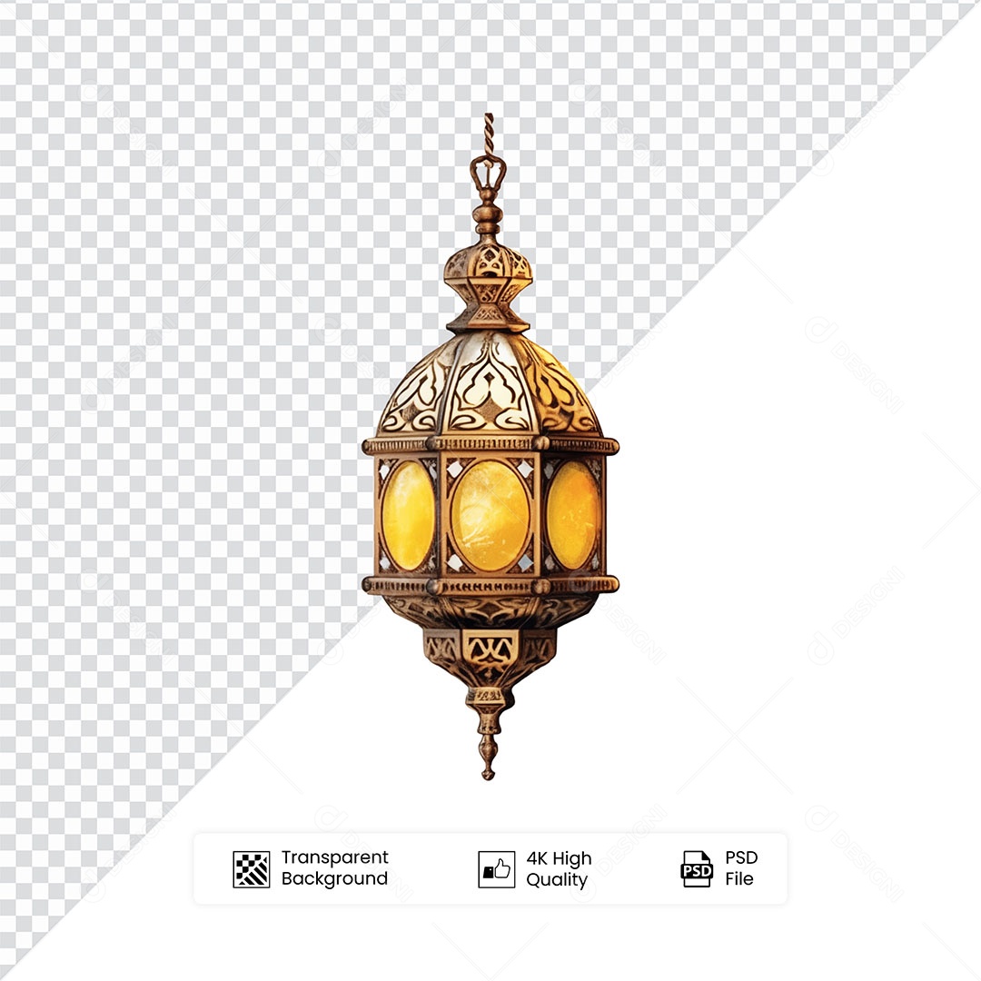 Elemento 3D Lanterna de Ramadan Para Composição PSD