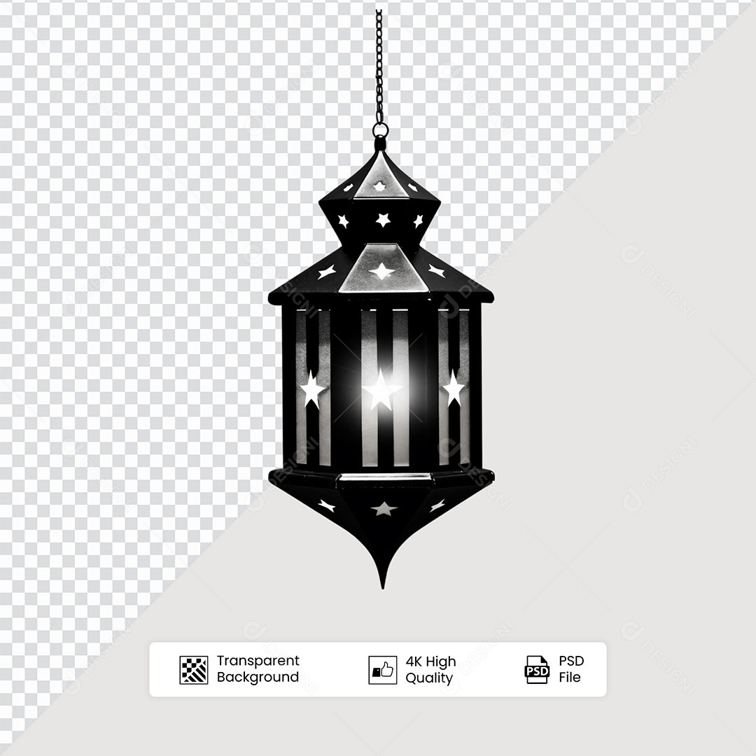 Elemento 3D Lanterna de Ramadan Para Composição PSD