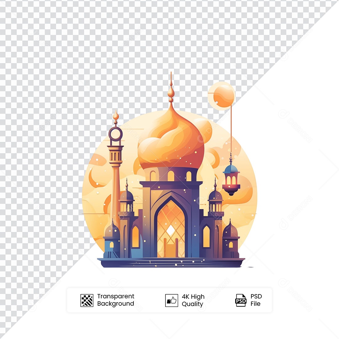 Elemento 3D Ramadan Kareem Mubarak Para Composição PSD