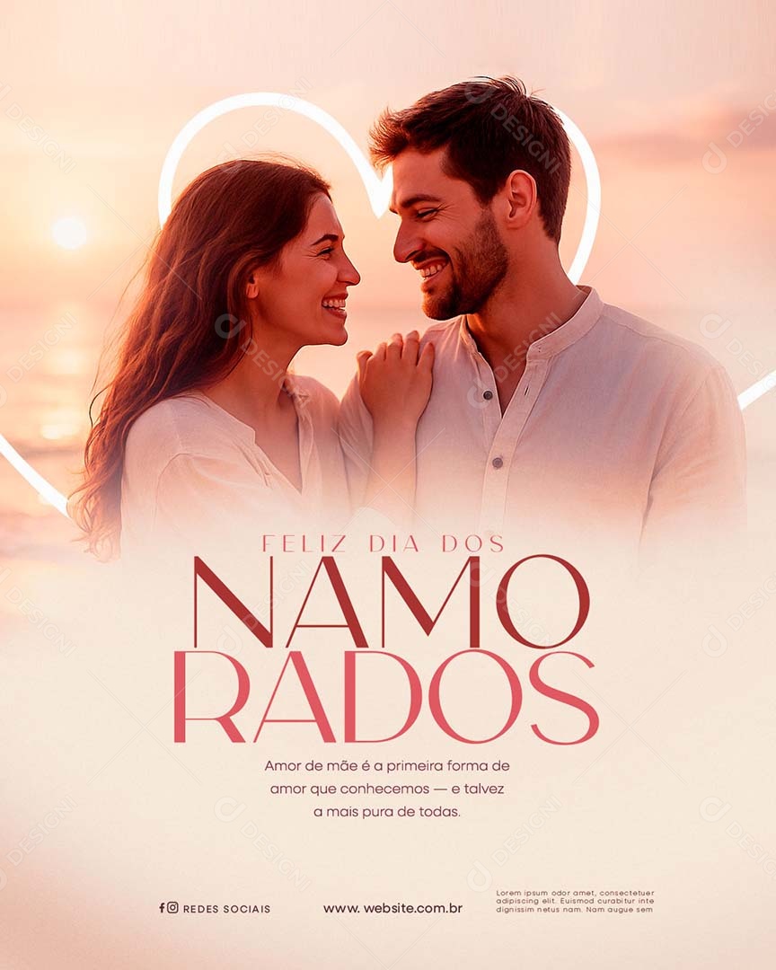 Feliz Dia dos Namorados 12 de junho Social Media PSD Editável