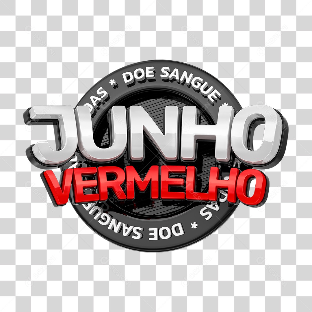 Selo 3D Junho Vermelho PNG Transparente