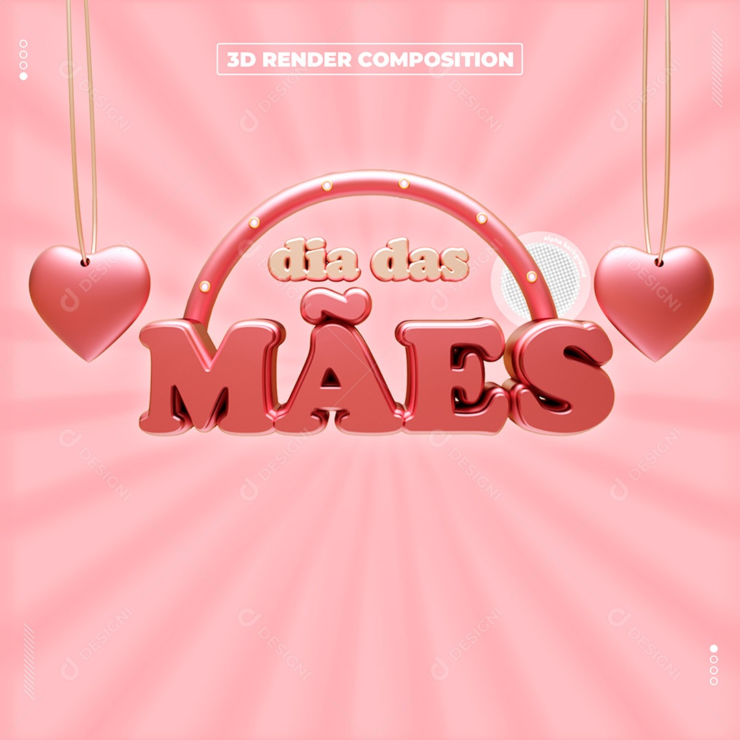 Feliz Dia Das Mães Selo 3D Para Composição PSD