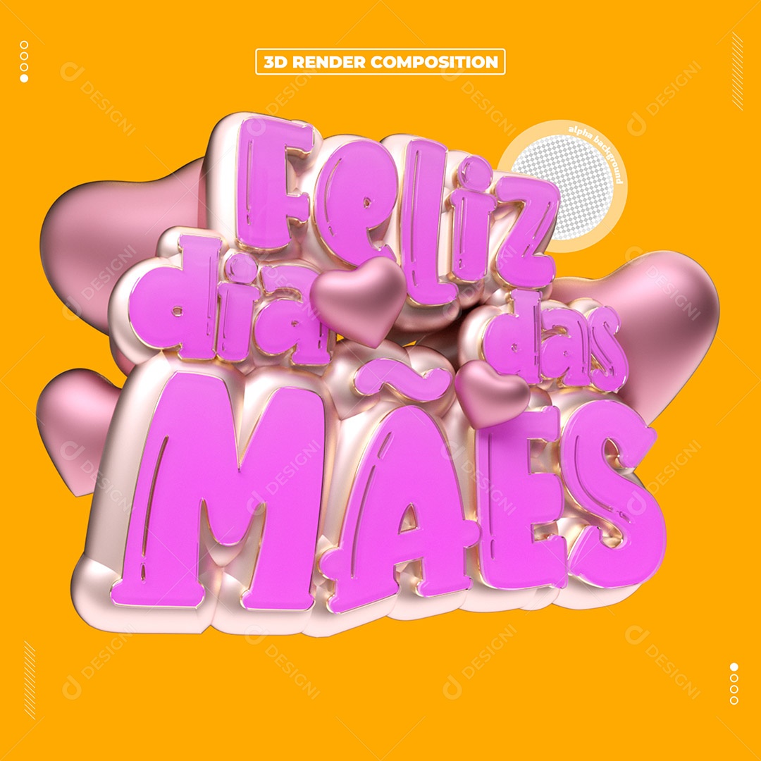 Feliz Dia Das Mães Selo 3D Para Composição PSD