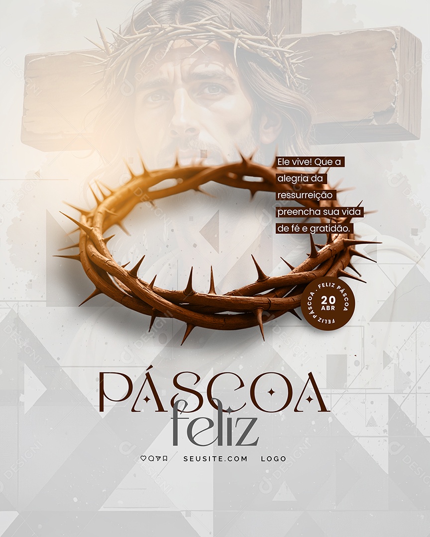 Feliz Páscoa 20 de Abril Social Media PSD Editável