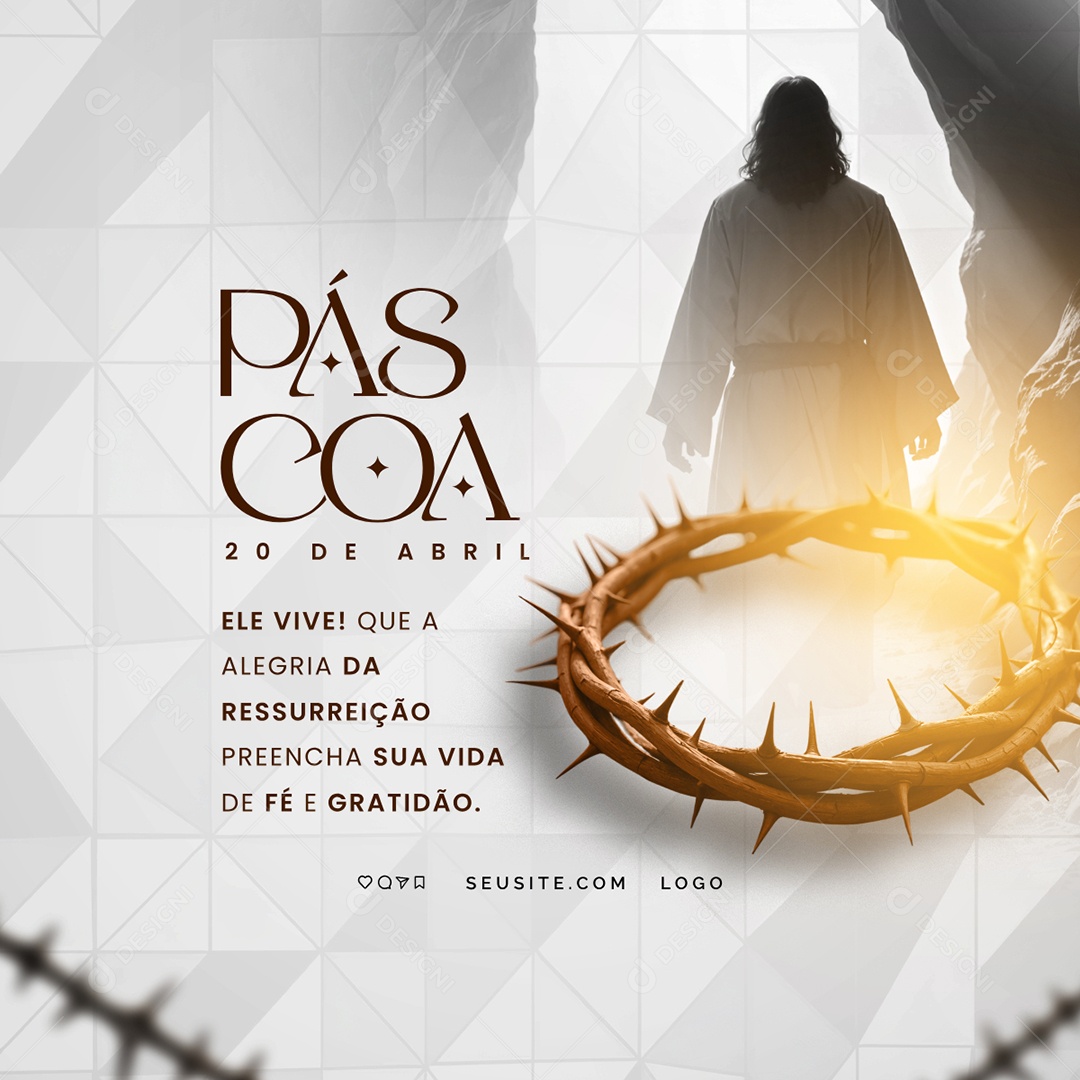 Feliz Páscoa 20 de Abril Social Media PSD Editável