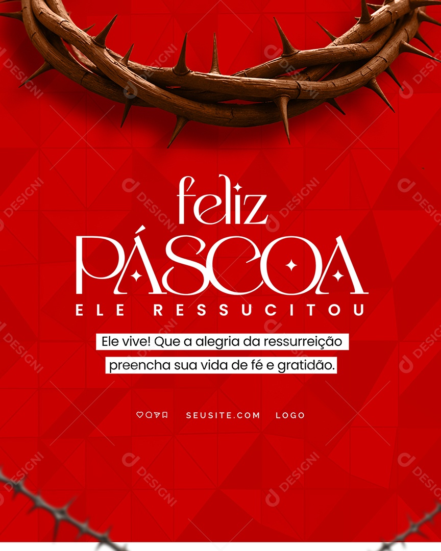 Feliz Páscoa 20 de Abril Social Media PSD Editável
