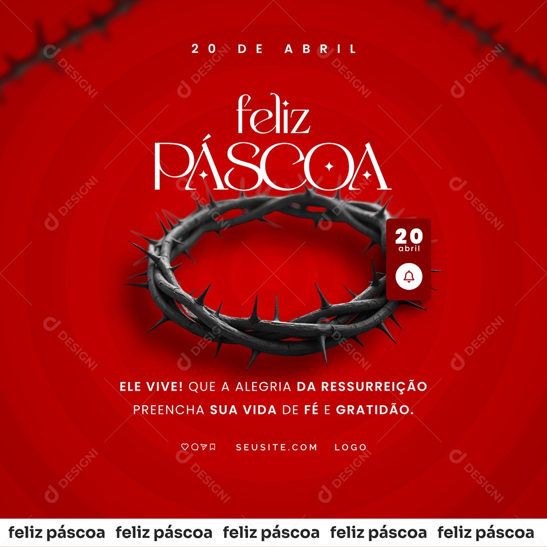 Feliz Páscoa 20 de Abril Social Media PSD Editável