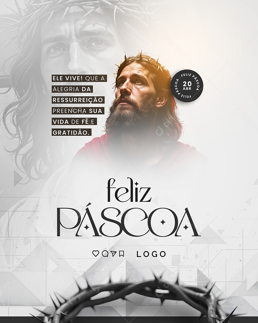 Feliz Páscoa 20 de Abril Social Media PSD Editável
