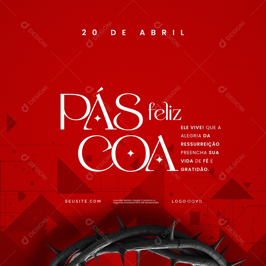 Feliz Páscoa 20 de Abril Social Media PSD Editável