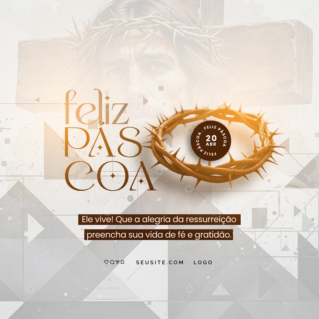 Feliz Páscoa 20 de Abril Social Media PSD Editável