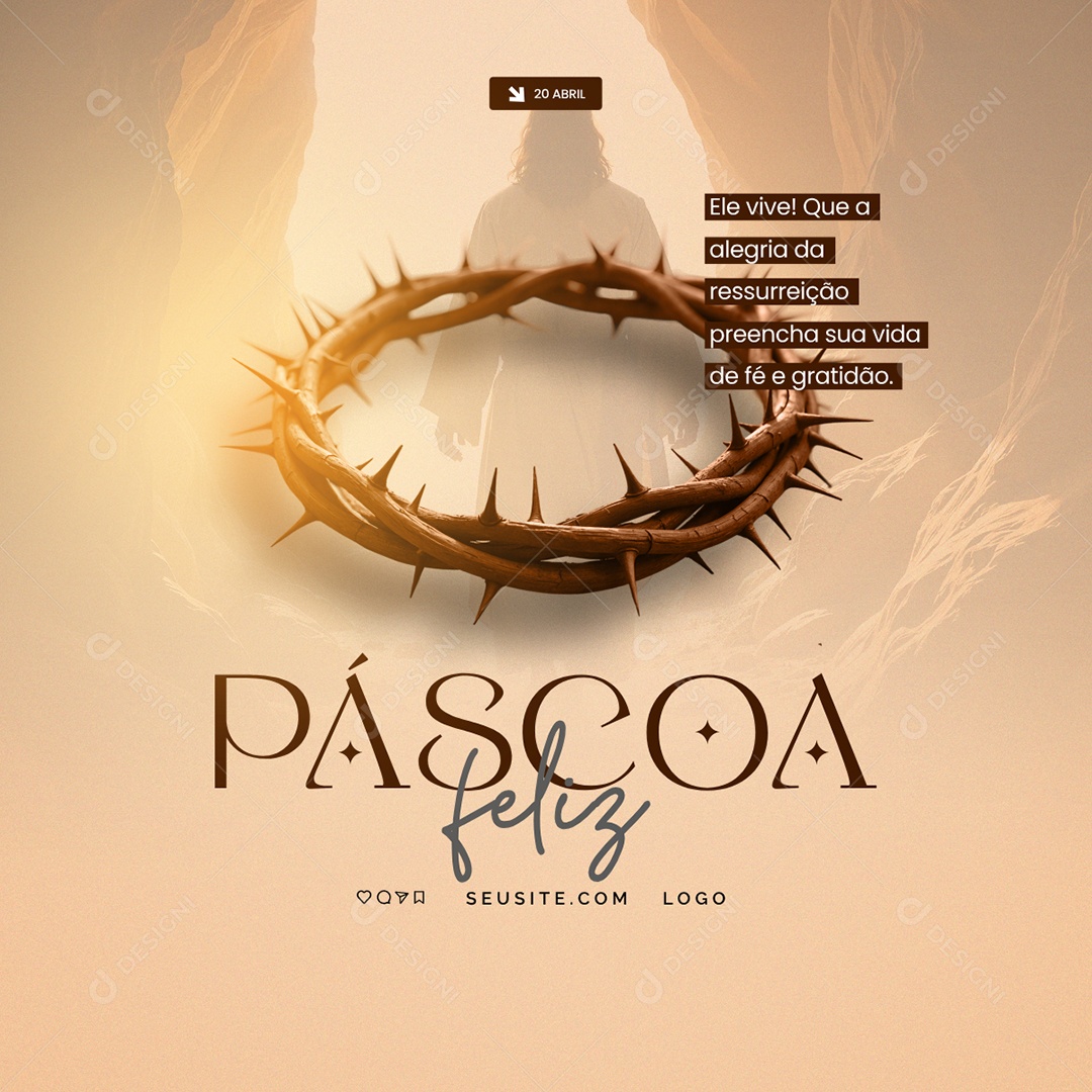 Feliz Páscoa 20 de Abril Social Media PSD Editável
