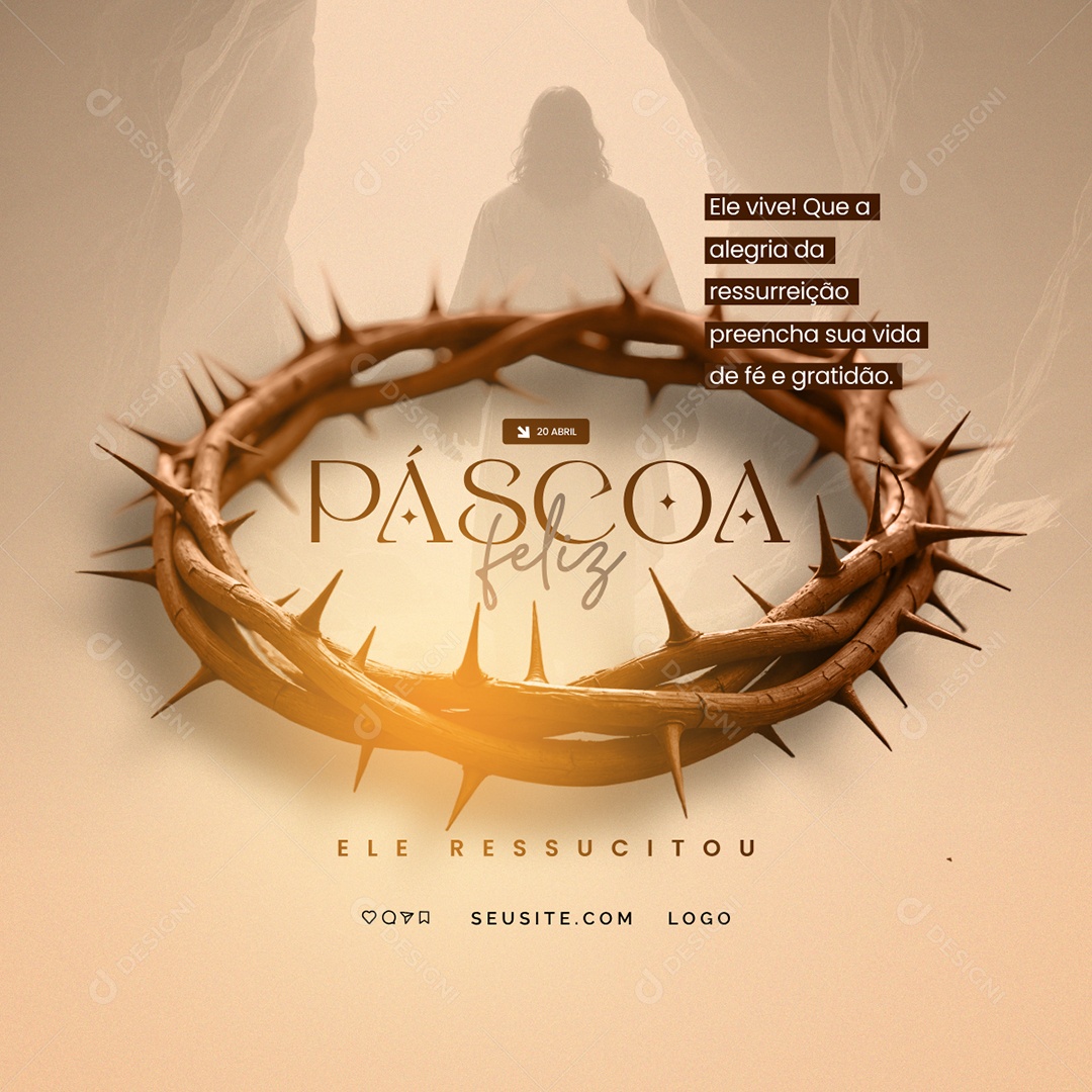 Feliz Páscoa 20 de Abril Social Media PSD Editável