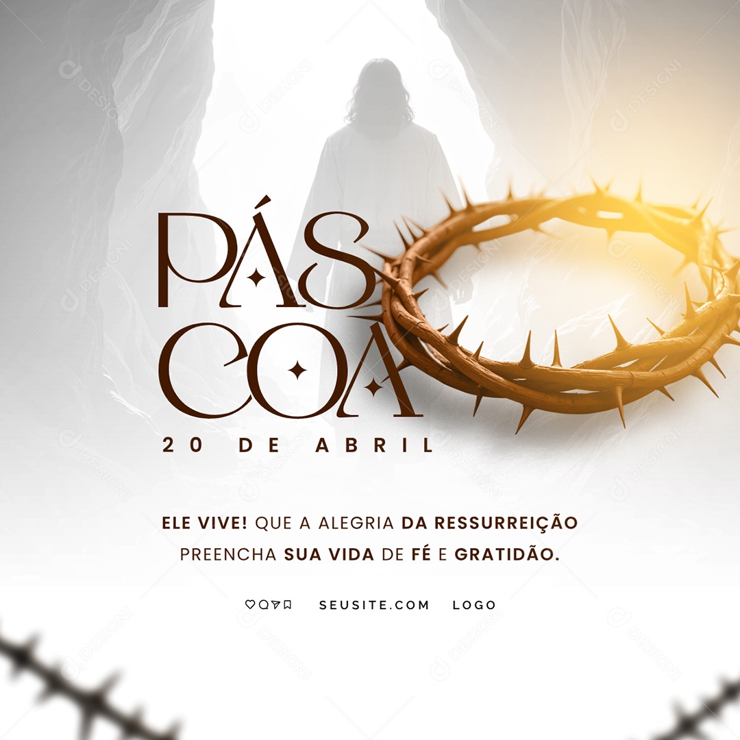Feliz Páscoa 20 de Abril Social Media PSD Editável