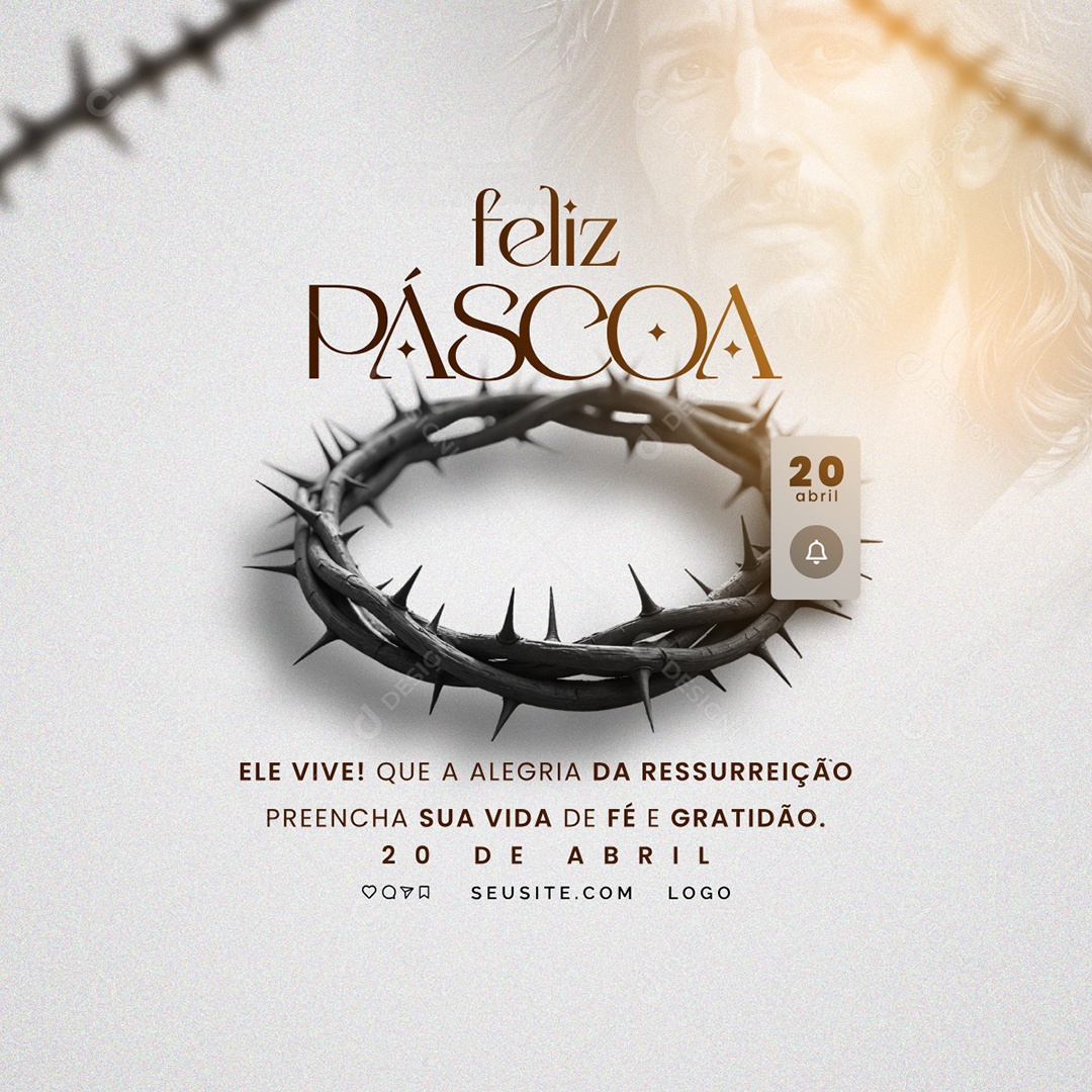 Feliz Páscoa 20 de Abril Social Media PSD Editável