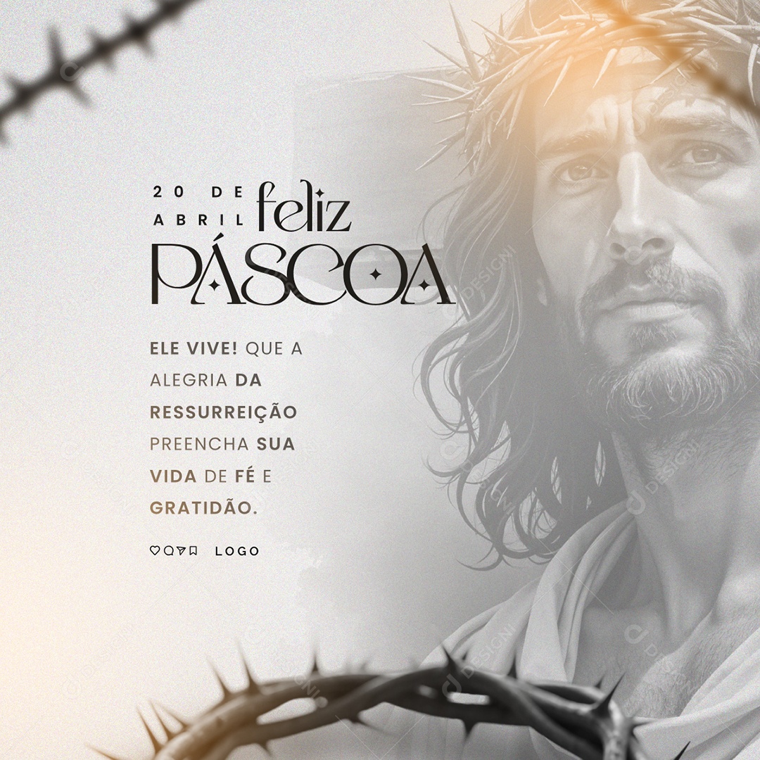 Feliz Páscoa 20 de Abril Social Media PSD Editável