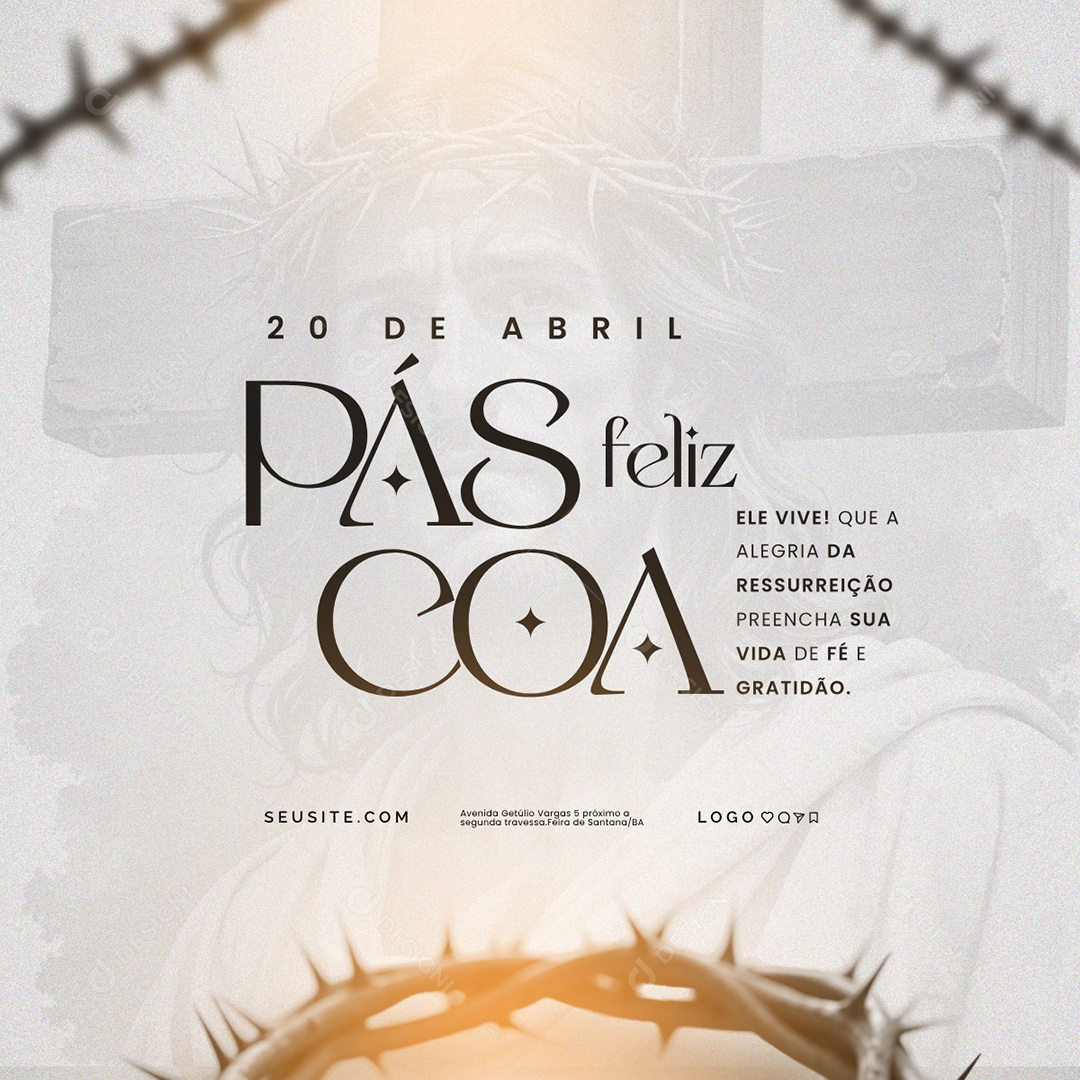 Feliz Páscoa 20 de Abril Social Media PSD Editável