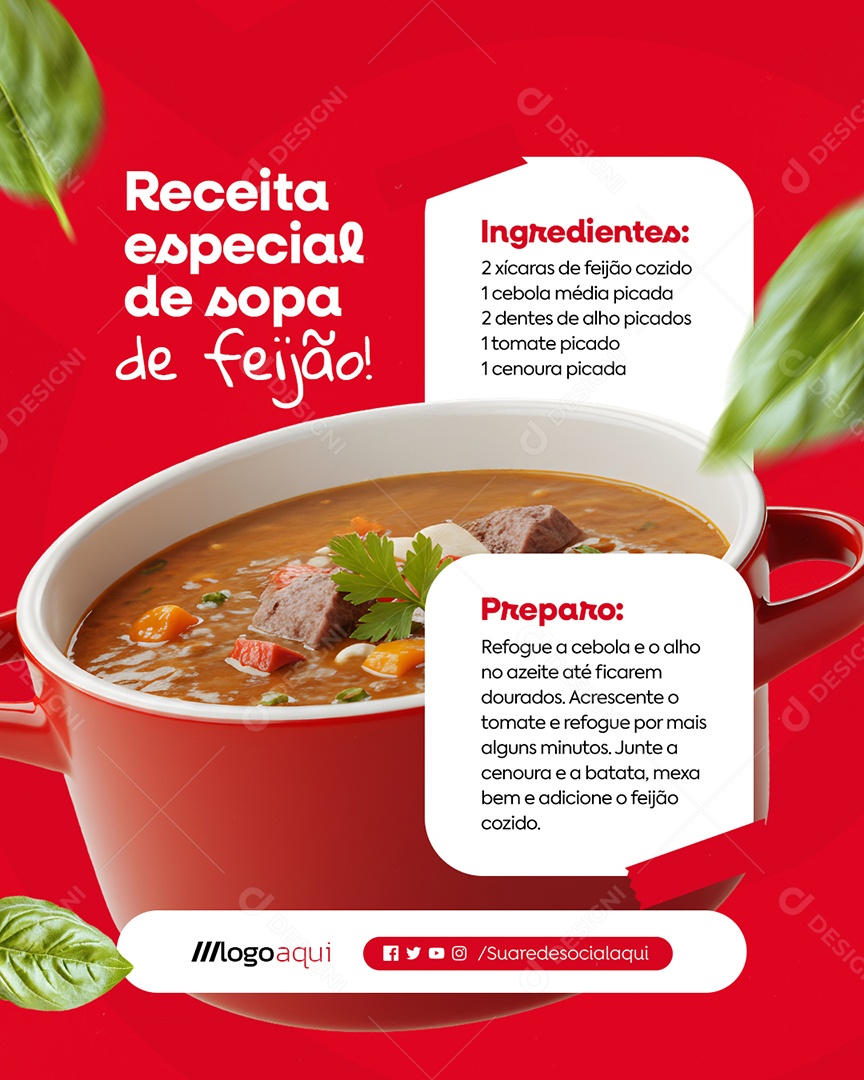 Receita Especial de Sopa de Feijão Social Media PSD Editável