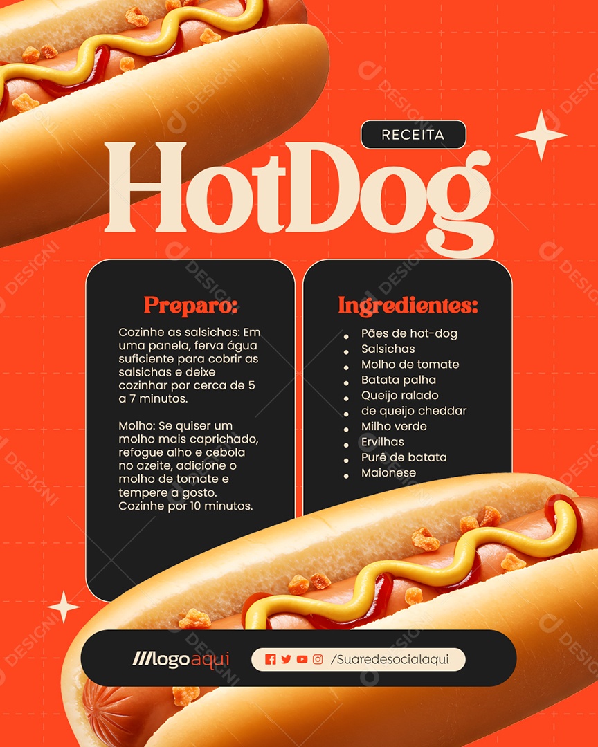 Receita Hot Dog Social Media PSD Editável