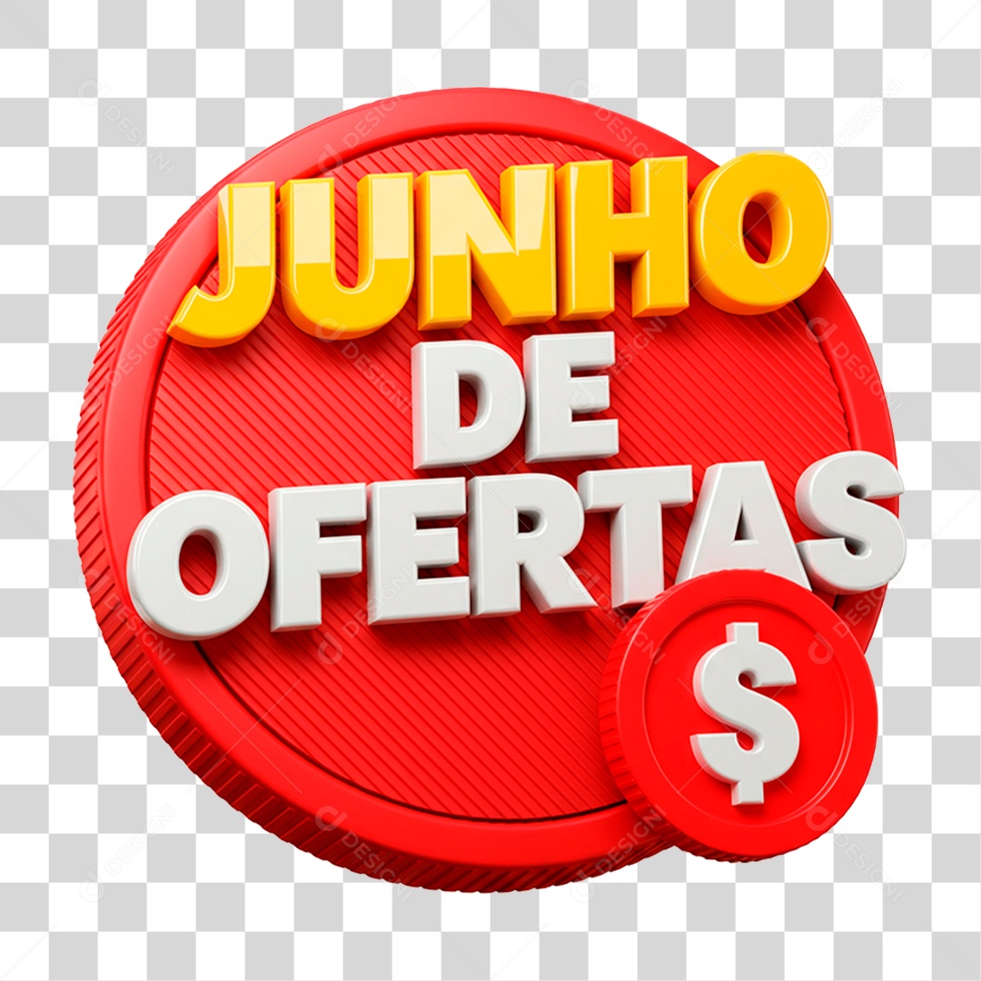 Selo 3D Junho de Ofertas PNG Transparente