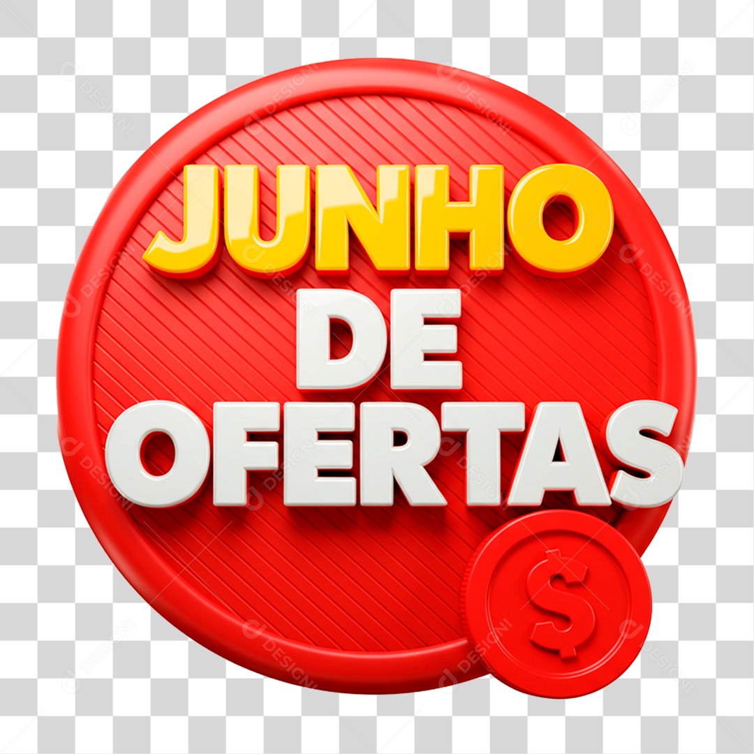 Selo 3D Junho de Ofertas PNG Transparente