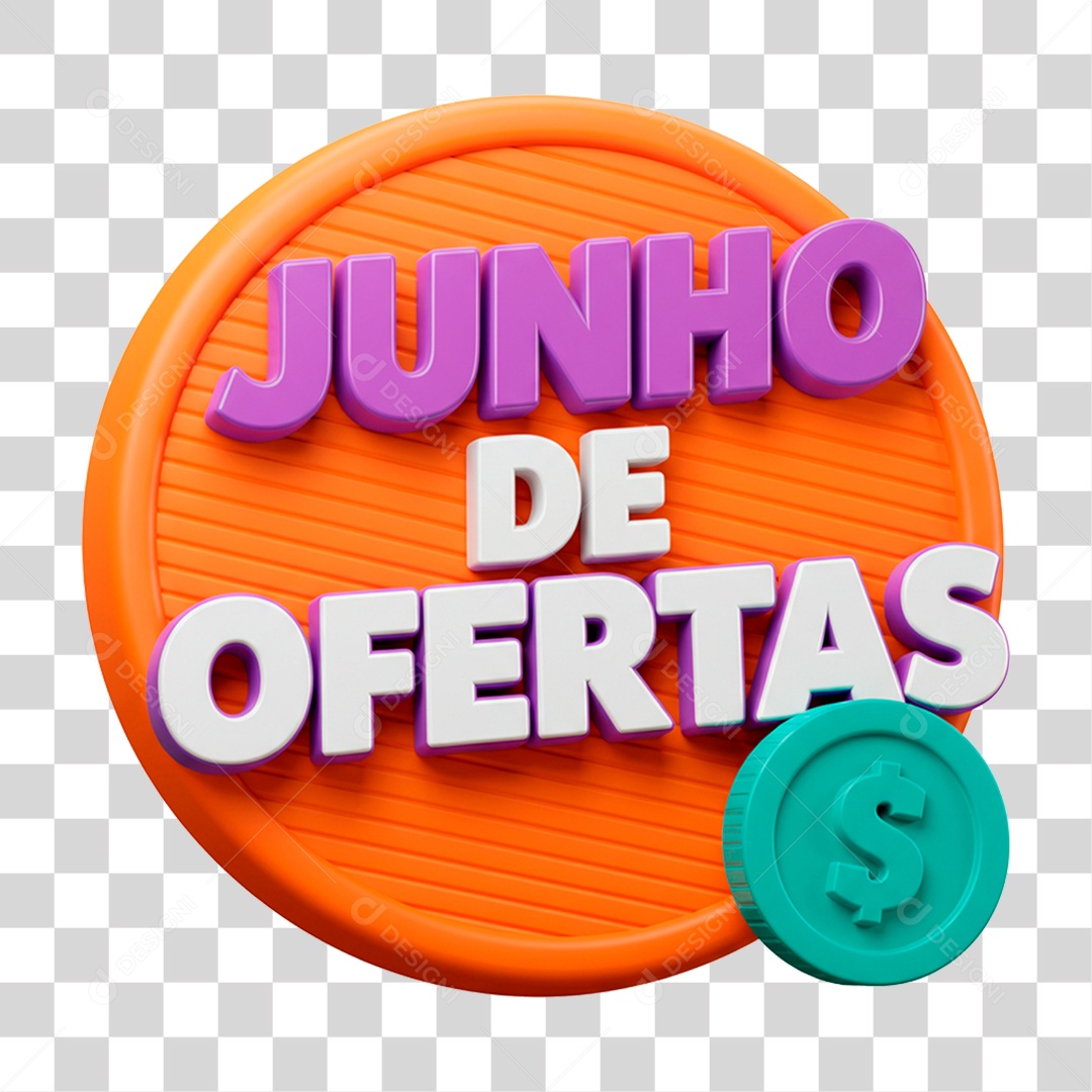 Selo 3D Junho de Ofertas PNG Transparente