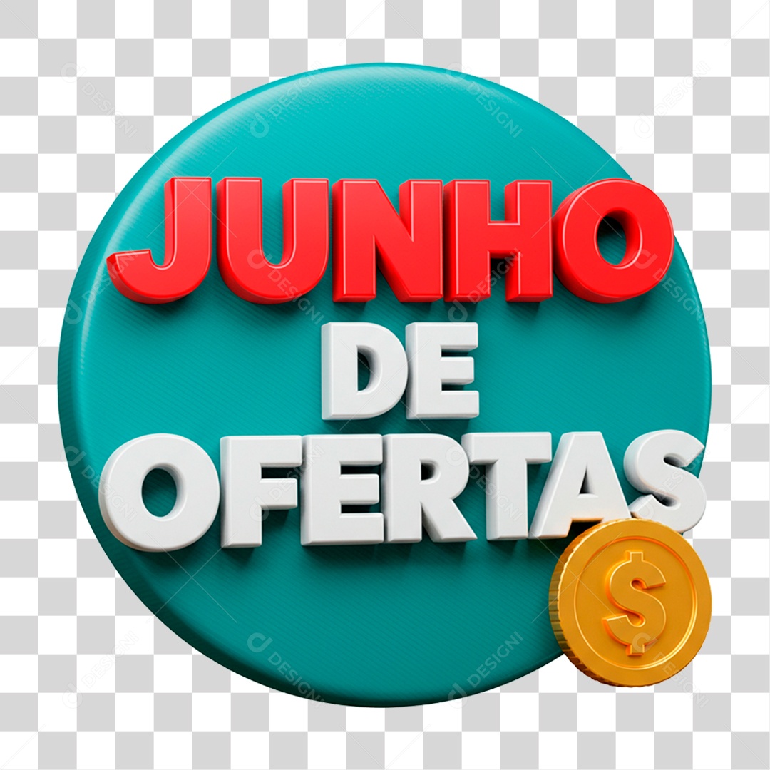 Selo 3D Junho de Ofertas PNG Transparente