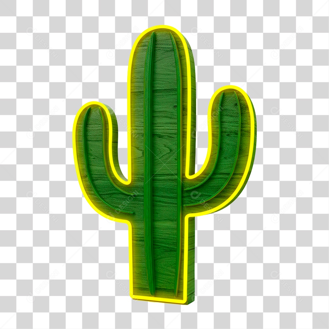 Cacto com Neon PNG Transparente