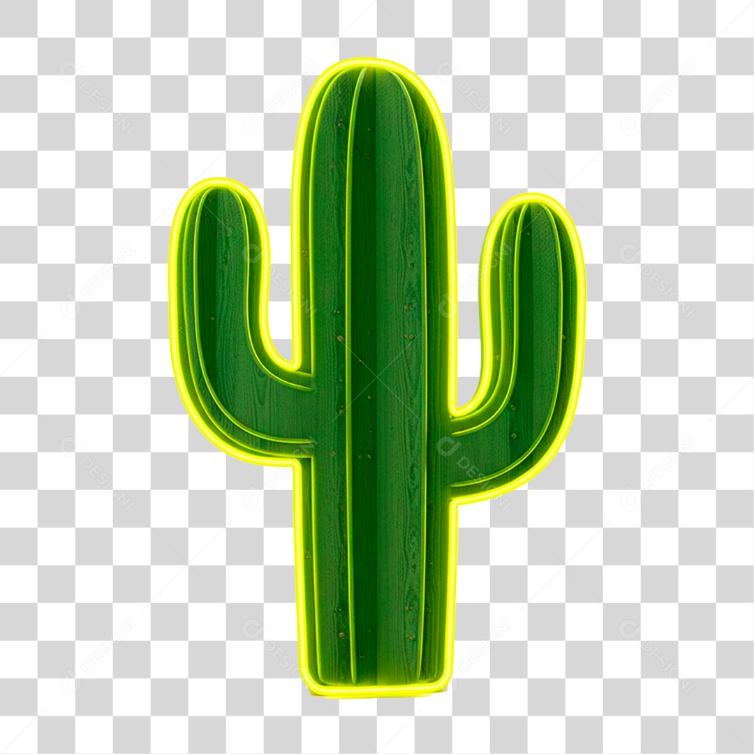 Cacto com Neon PNG Transparente